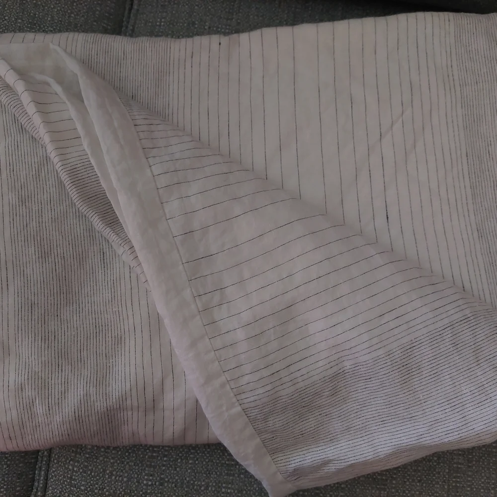 West Elm Cream and Black Striped Duvet Cover